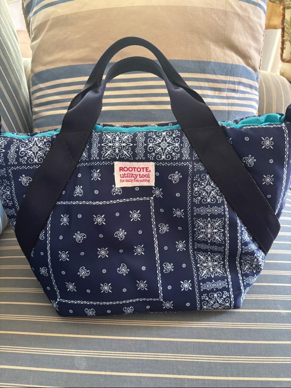 Rootote Blue Bandana Print Handbag